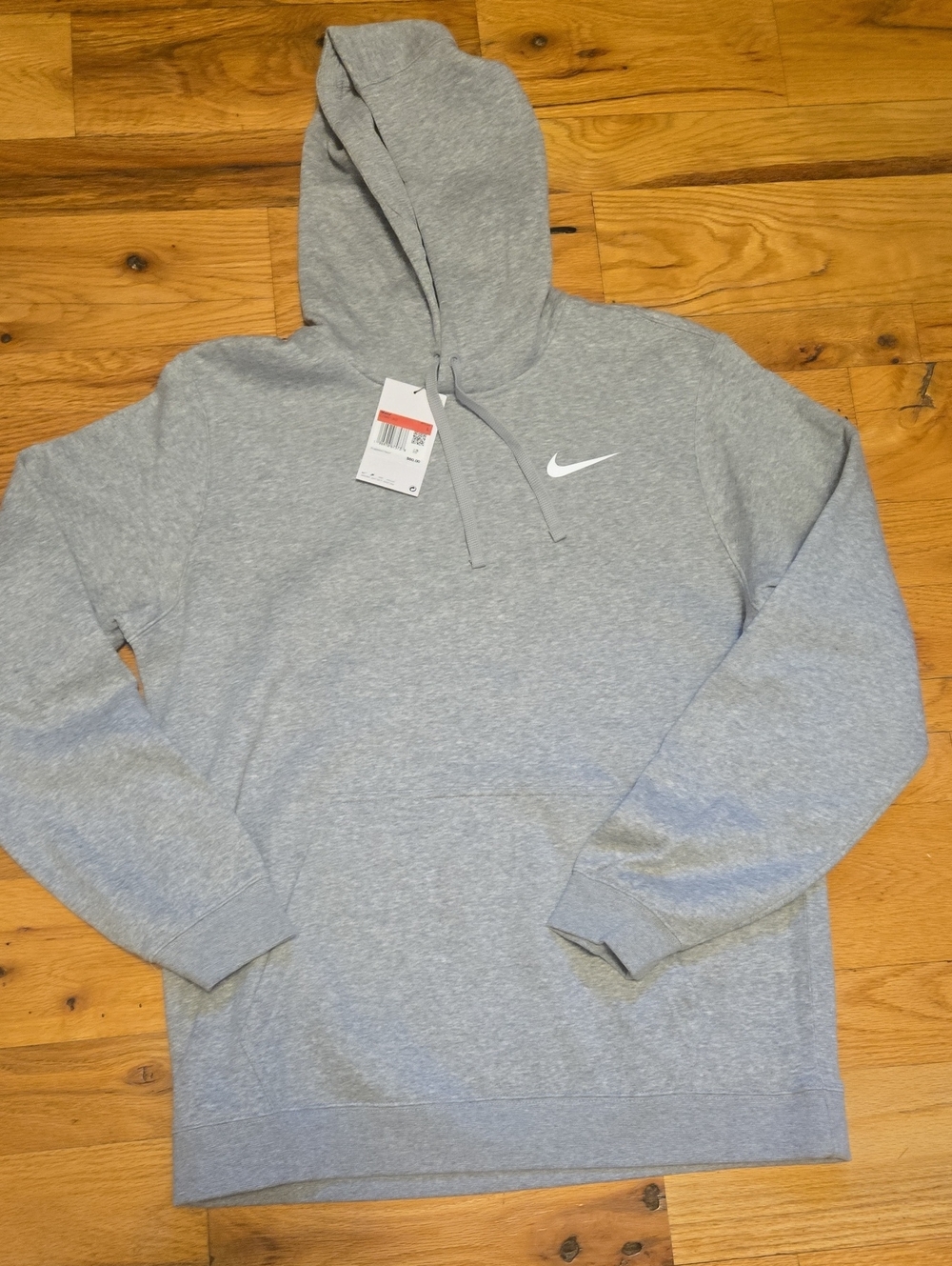 Nike Light Gray Pullover Hoodie with White Swoosh